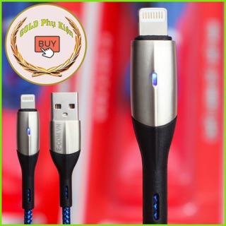 Dây Cáp Sạc iphone Tự Ngắt E-COM - Có Đèn Led - Dây Sạc Nhanh iphone-Bọc Dù Chống Gãy Đứt - goldphukien