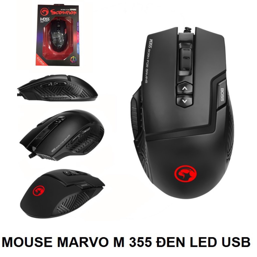 CHUỘT CẢM BIẾN QUANG-Mouse Marvo M355 đen Led