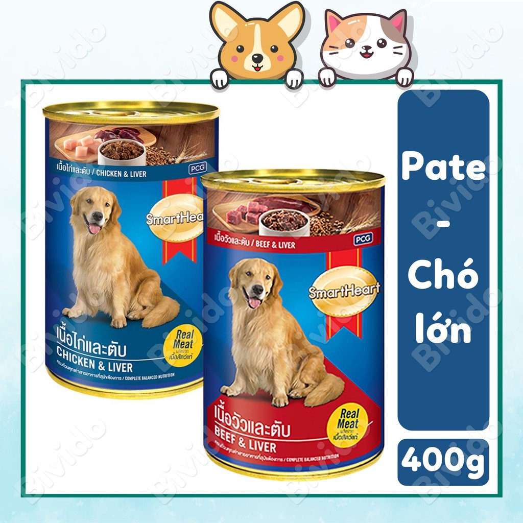 Pate cho chó Smartheart đủ vị dinh dưỡng lon 400g - Bivido