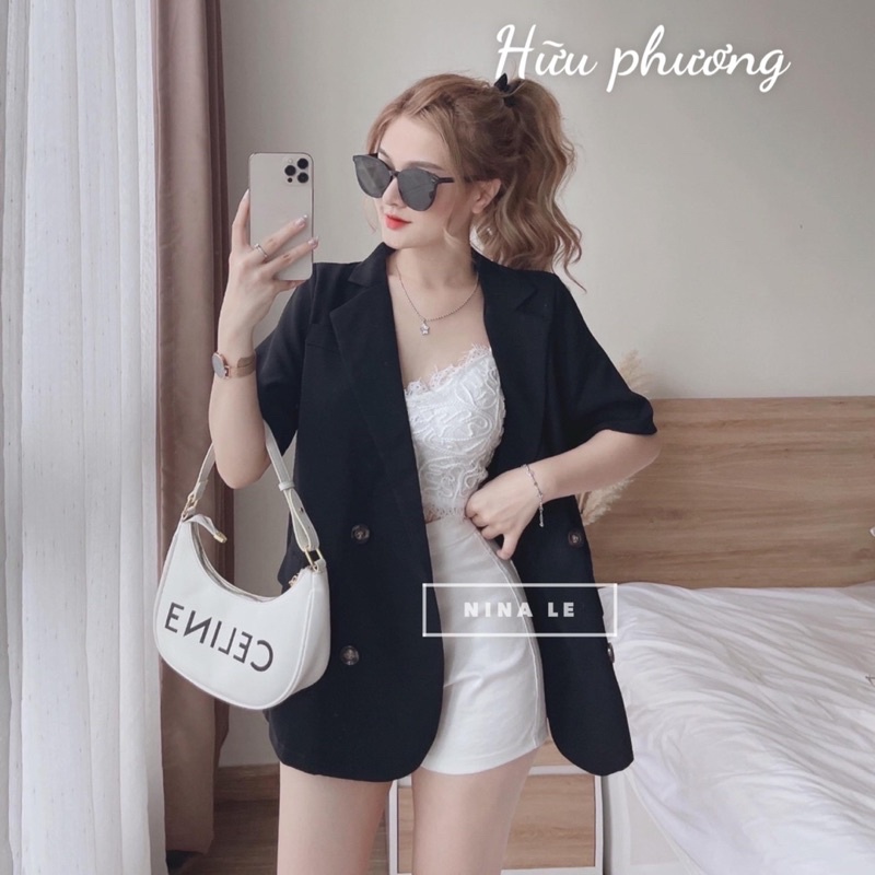 Áo vest blazer cúc loang