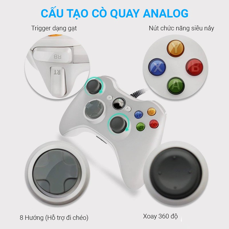 Tay Cầm Chơi Game Microsoft Xbox 360 || Hỗ trợ tất cả các thiệt bị Android , PC , Xbox( BH 1 Năm)