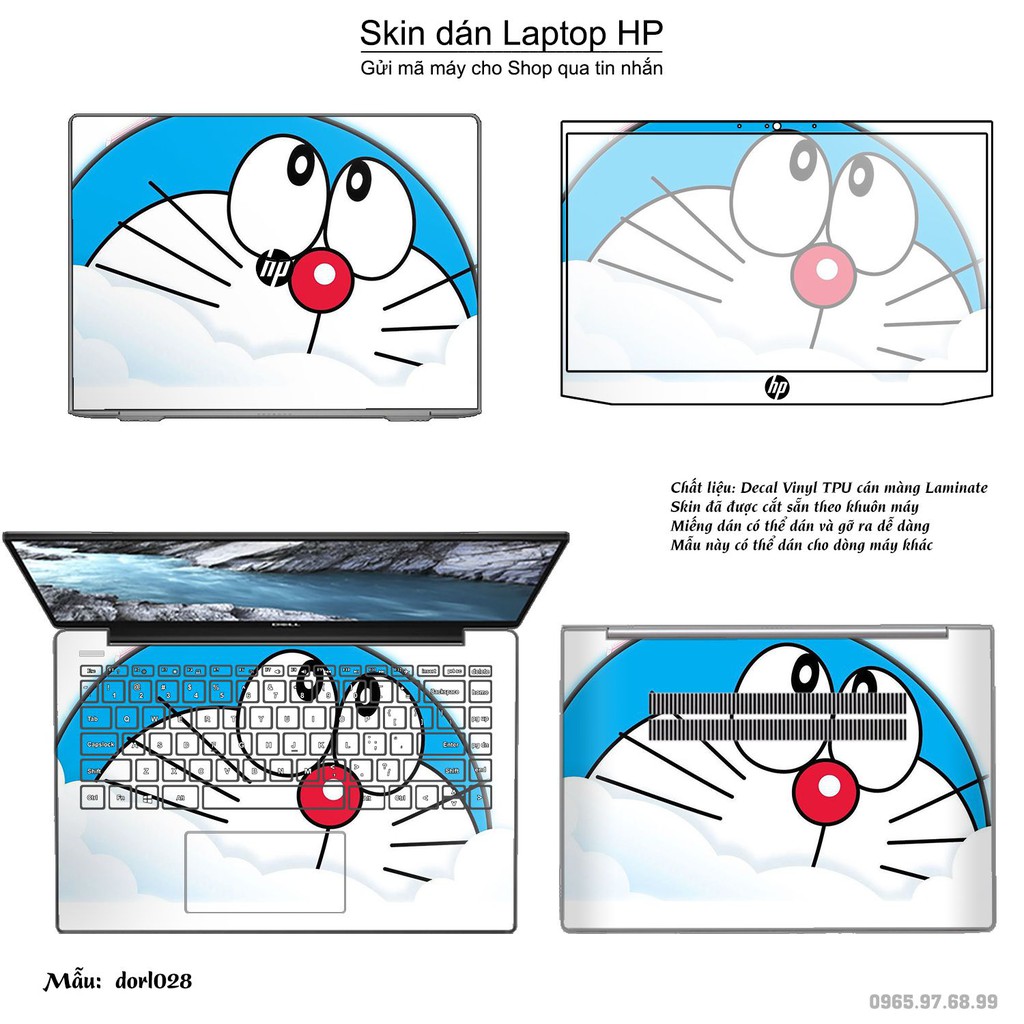 Skin dán Laptop HP in hình Doraemon (inbox mã máy cho Shop)