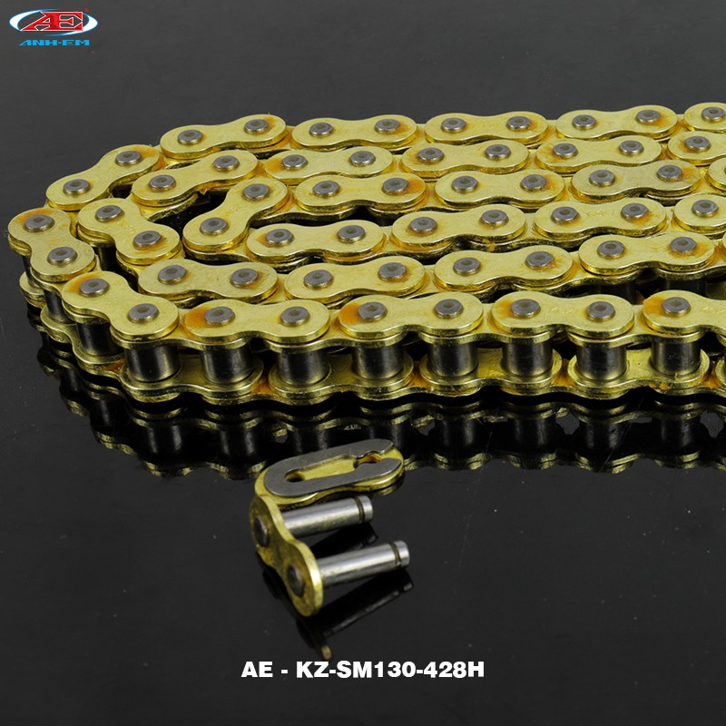 KOZI Sên CZ Vàng (428H-130L) 9ly - Mắt tròn (RG/RGV/ST2K)  SUZUKI SPORT - SU XIPO - RG 110 - RGV 120 - SATRIA 2000