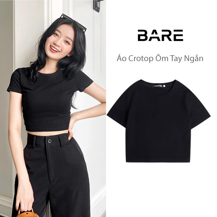 🍓🍓Áo croptop nữ ôm cổ tròn basic🌵vải mềm êm đẹp - A0118