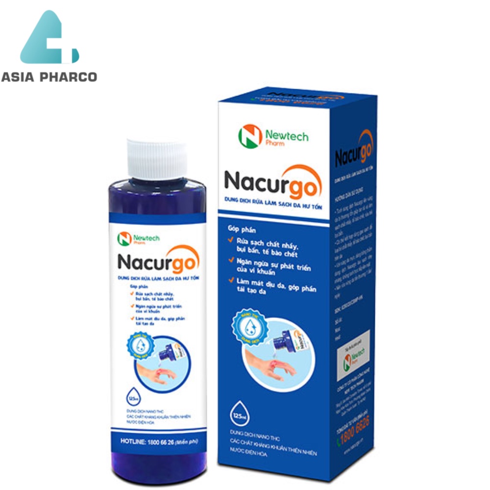 Dung dịch rửa, làm sạch da hư tổn Nacurgo (125 ml)