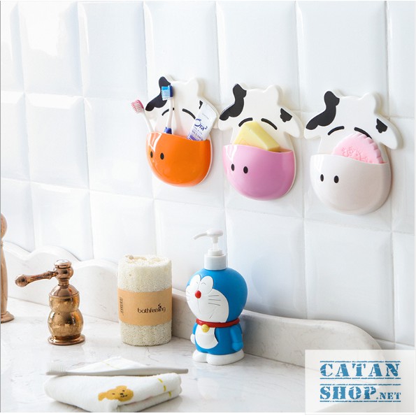 💖Combo 2 Hộp Đựng, Kệ Treo Bàn Chải BÒ SỮA Siêu Cute HBCBo-2