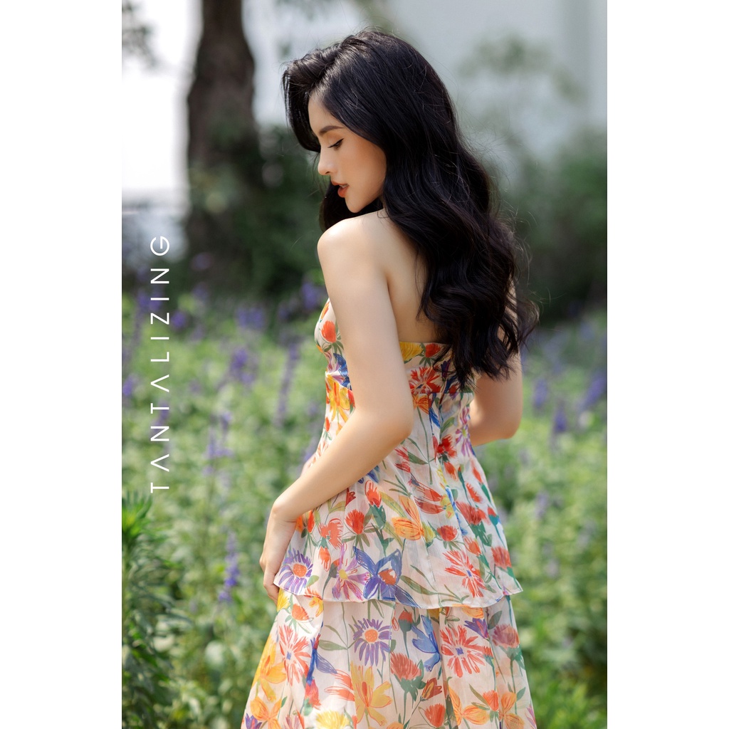 Váy hoa nữ dáng dài hở vai, mẫu hè mới mặc đi chơi, du lịch Petunia Dress | Tantalizing