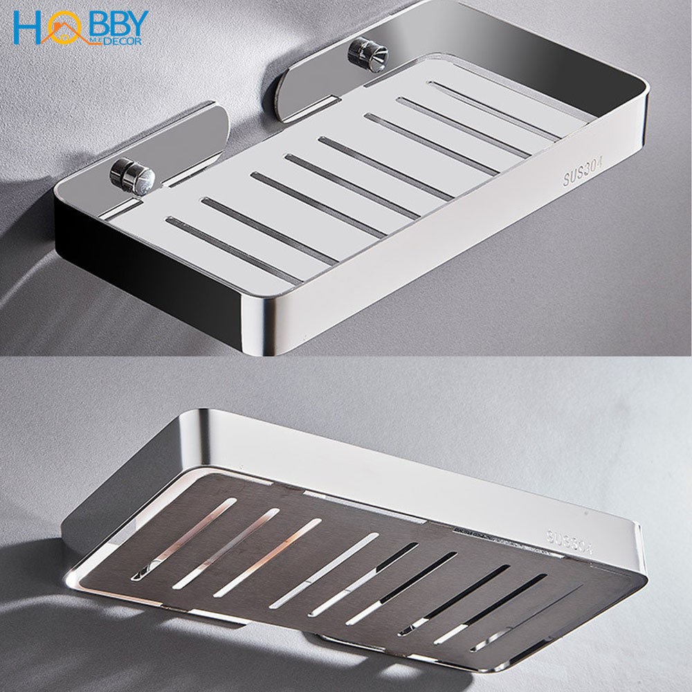 Kệ đựng xà phòng HOBBY Home Decor SB6 Inox 304 dán tường gạch men hoặc khoan tường - loại lớn cao cấp