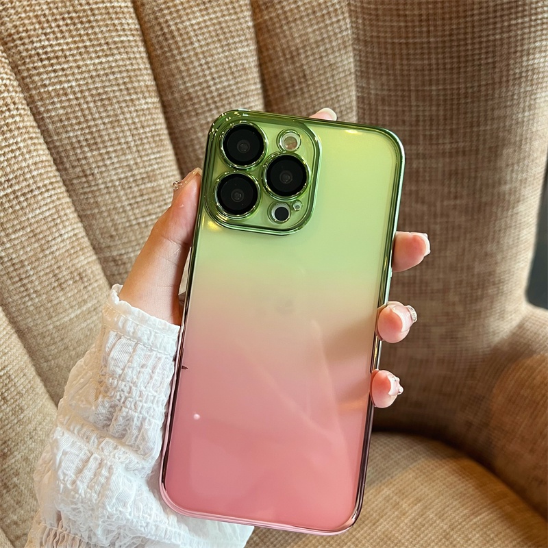 Ốp Điện Thoại Cứng Trong Suốt Mạ Màu Gradient Chống Sốc Chống Bụi Cho iPhone 12 13 Pro Max