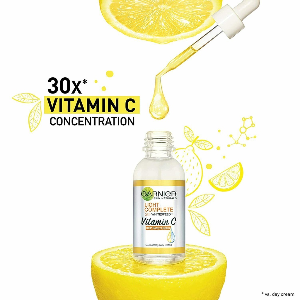 Tinh Chất Garnier Dưỡng Sáng Da Mờ Thâm Vitamin C 30X Booster Serum 30ml Pháp