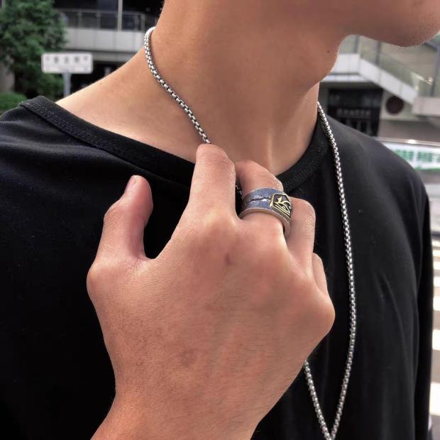 Nhẫn nam nữ tròn Asta Accessories màu bạc thời trang chất Titan đẹp đơn giản không gỉ - Nhẫn Ximen