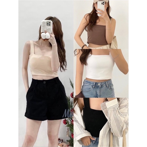 Áo croptop 2s bản to mút mỏng freesize Pumi