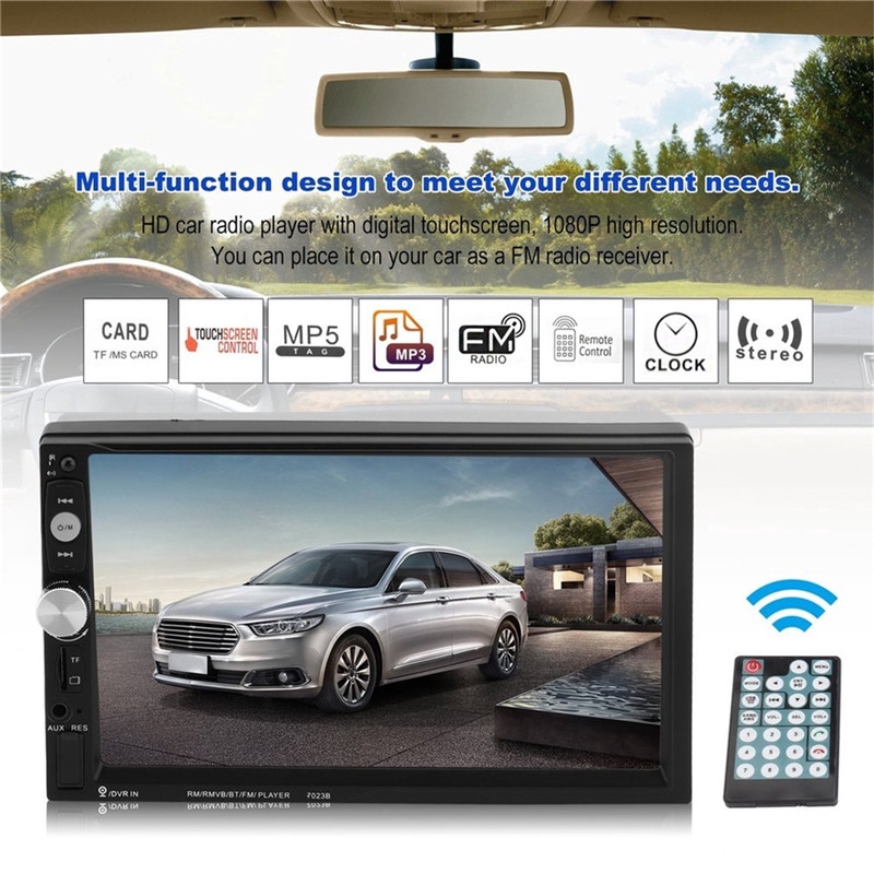 7023B 7'' HD 2 Din Touch Screen Car MP5 Player Bluetooth Âm thanh stereo FM Radio USB / TF / AUX