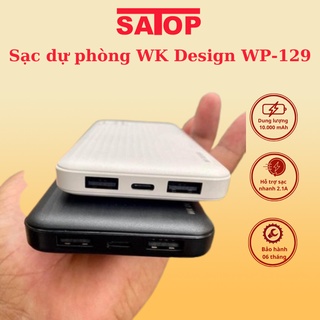 Pin sạc dự phòng chính hãng 10000mAh WK DESIGN WP-129 JOY với 2 cổng sạc tiện lợi giúp nạp đầy năng lượng