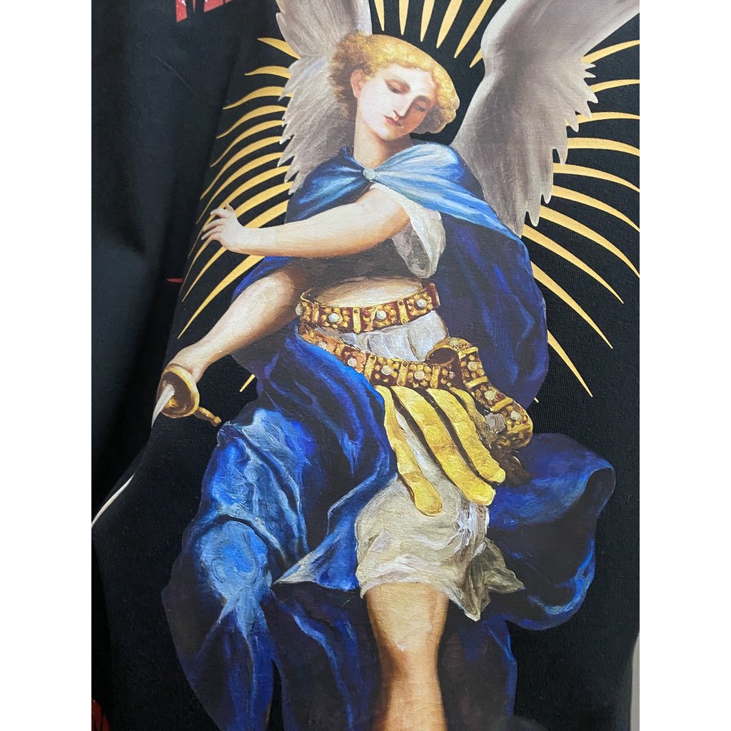 Áo thun tay lỡ MIKENCO Angel , Áo thun nam nữ from rộng oversize chất liệu cotton , hình in sắc nét , check hiệu ứng