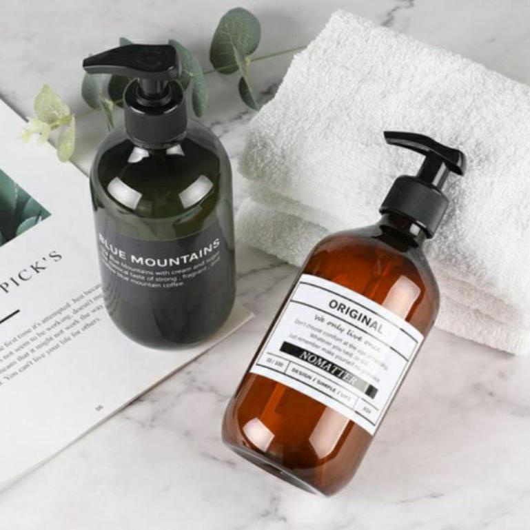 Chai Chiết Mĩ Phẩm ❤ GIÁ TỐT NHẤT ❤ [500ml] Chai nhựa pet vòi nhấn Nâu, Rêu chiết dầu gội, sữa tắm ,chiết mỹ phẩm