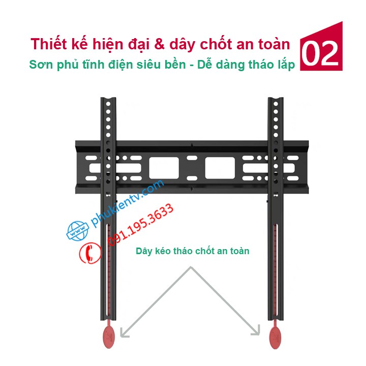 Giá Treo Tivi NB D2F 32 - 55 Inch Sát Tường 2.6 cm - Hàng Chính Hãng