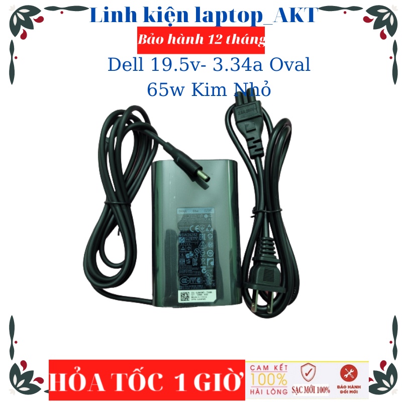Sạc Laptop Dell 19.5v- 3.34a 65w-ZIN Oval chân kim nhỏ 4.5*3.0mm Dell XPS 13 9360