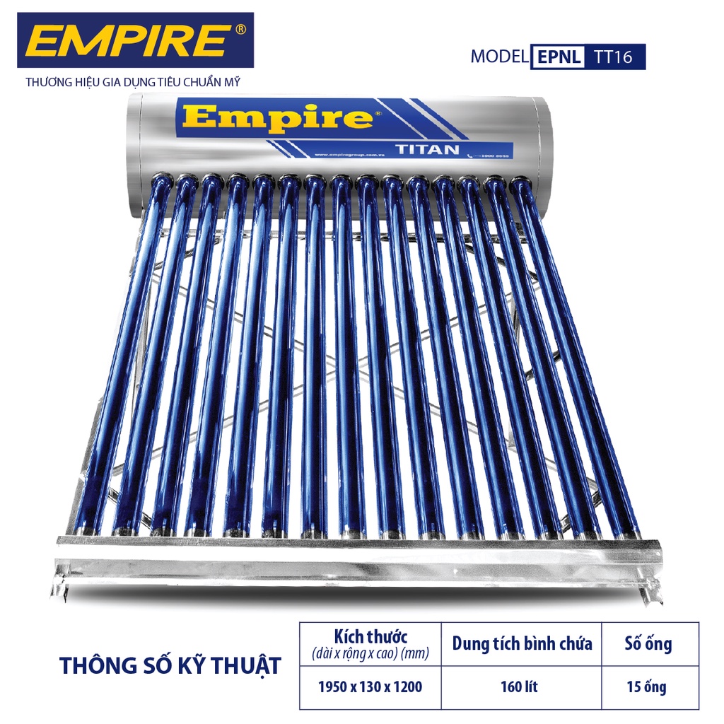 Máy Nước Nóng Năng Lượng Mặt Trời EMPIRE TITAN 160 LÍT