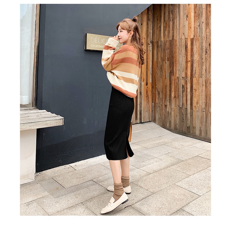 Chân váy len bút chì dáng dài phong cách hàn quốc có xẻ tà sau | BigBuy360 - bigbuy360.vn