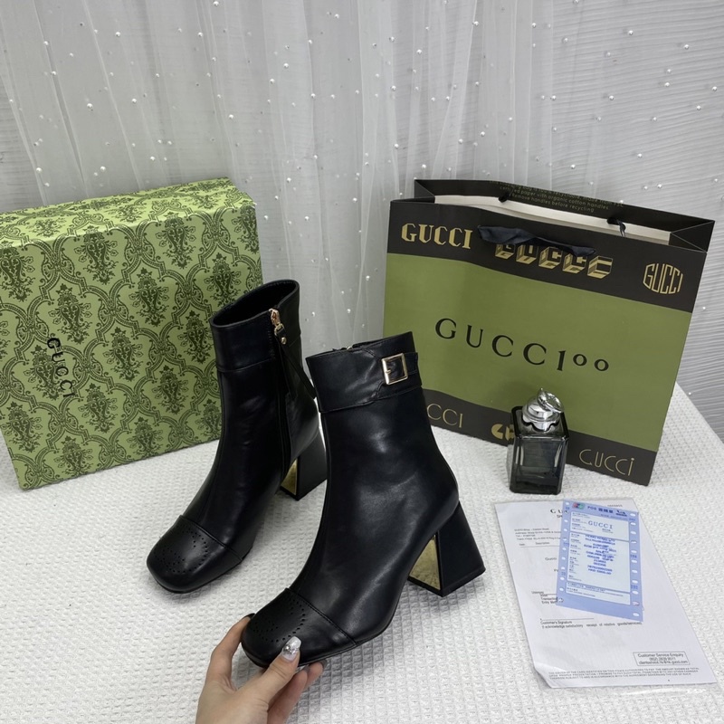 Boot Lửng Gucci Hoạ Tiết/ Da Trơn/Đen Vải Hoạ Tiết Full Size 35-39  -  By Anh Dinh Phuong