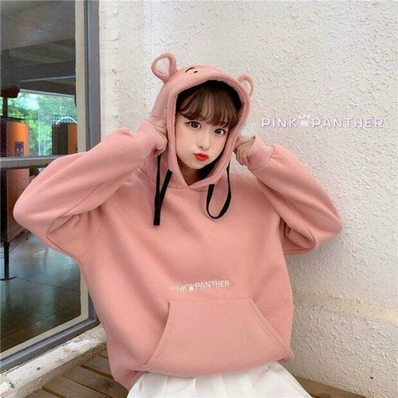 Áo khoác nữ, Áo hoodie nữ có nón tai mèo from rộng thun nỉ ngoại cao cấp