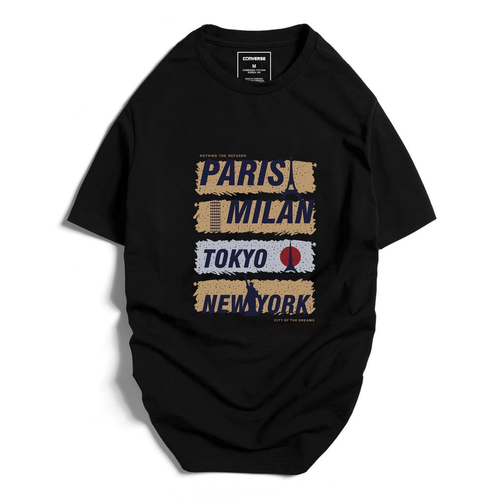 Áo Thun Paris milan tokyo new york trip to the city Nam Nữ Unisex, Áo Phông POLOMAN IN HỌA TIẾT MẪU CV 01