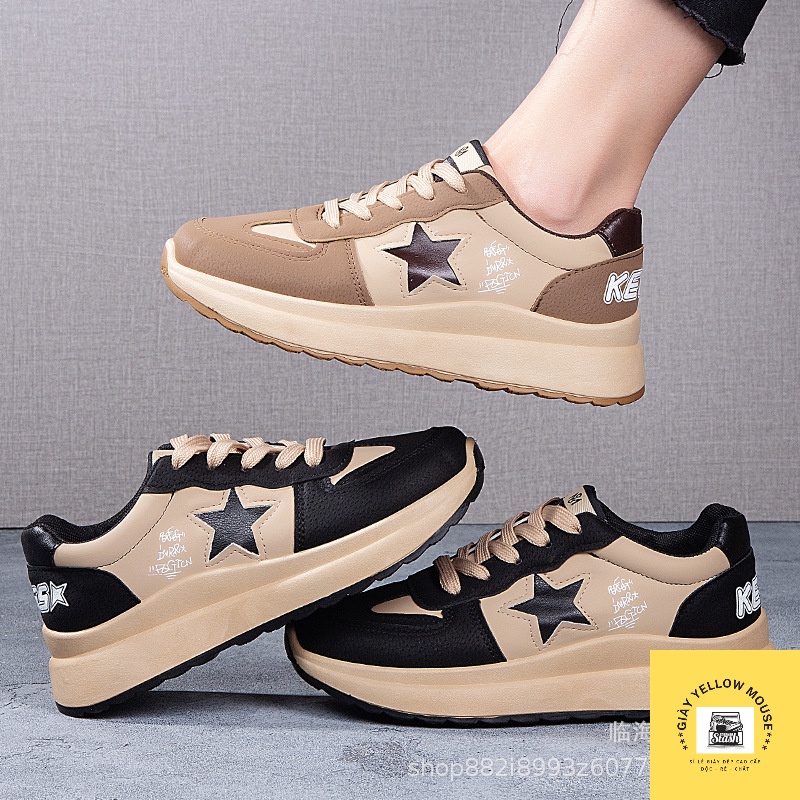 ( 2 màu) Giày thể thao sneaker nữ Ảnh Thật giày ULZZANG độn đế tôn dáng hoạ tiết  ngôi sao TMT