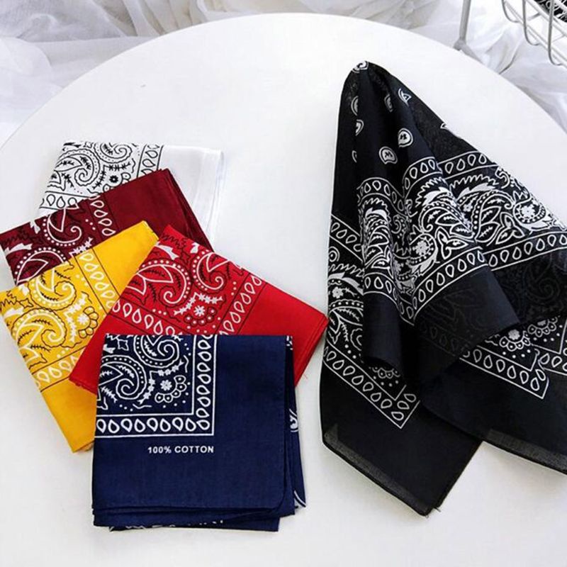Khăn Bandana Hình Vuông 58x58cm In Họa Tiết Hoa / Hình Học Bằng Vải Cotton Phong Cách Hàn Quốc Cho