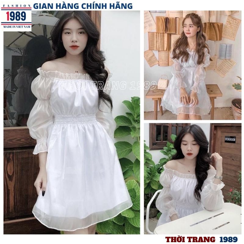 Đầm trễ vai tay bồng công chúa ulzzang vintage cực xinh và dễ thương váy dự tiệc tối -PHƯƠNG VŨ 1989