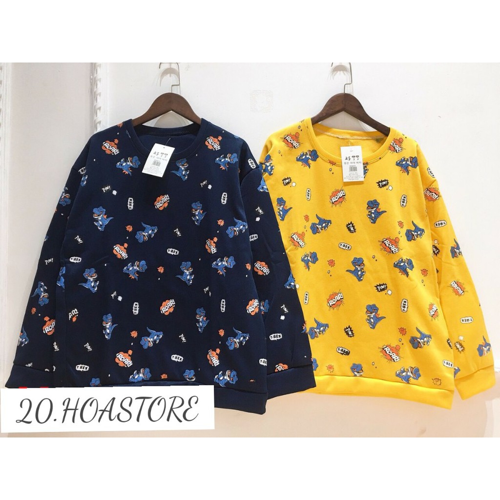 ÁO SWEATER NỈ KHỦNG LONG UNISEX VÀNG XANH THAN - ÁO IN HÌNH THÚ CUTE HOT | WebRaoVat - webraovat.net.vn