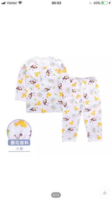 Bộ cotton giấy dài tay hoạ tiết siêu cute