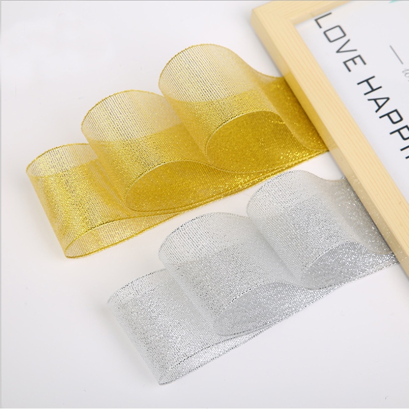 Cuộn Dây Ruy Băng Kim Loại Dài 25 Yards 22M Dùng Trang Trí Tiệc Giáng Sinh