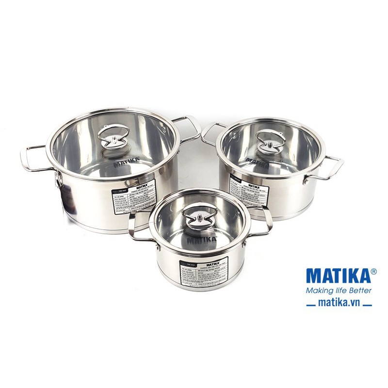 BỘ NỒI INOX CAO CẤP 5 ĐÁY MATIKA MTK-C5