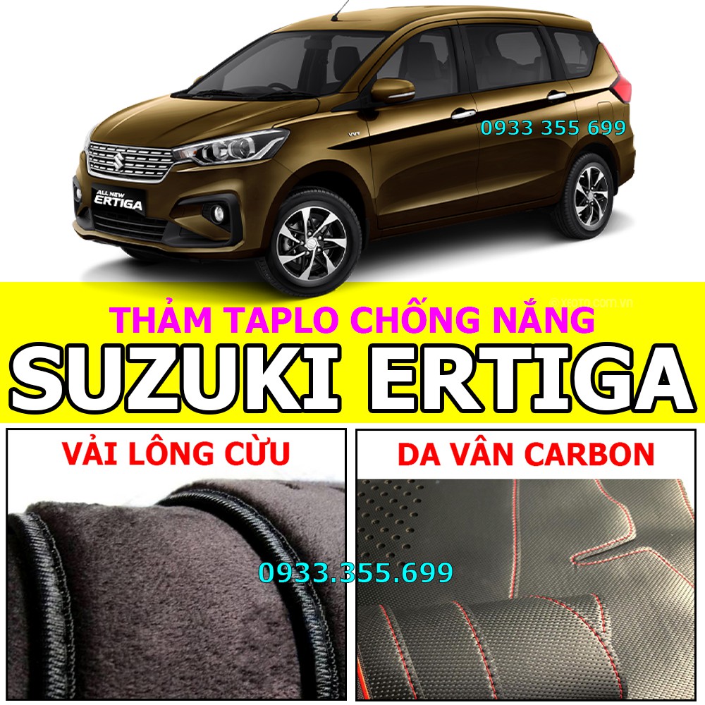 Thảm Taplo SUZUKI ERTIGA bằng Nhung lông Cừu hoặc Da vân Carbon