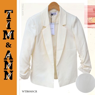 Áo Blazer Nữ 2 Lớp Form Ngắn - Màu Trắng Kem 0505CR - Thời Trang Nữ Tim & Ann