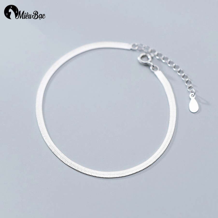 Lắc tay bạc nữ MIÊU BẠC trơn phong cách thời trang Ulzzang Unisex L400714