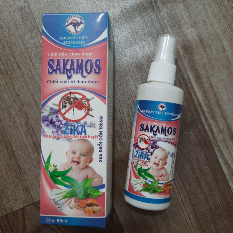 Xịt chống muỗi SAKAMOS  xua tan muỗi, an toàn, lành tính cho bé_Chai 99ml