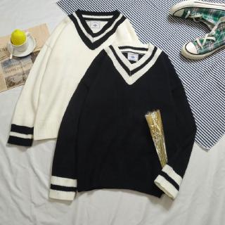 Áo Sweater Dệt Kim Cổ Chữ V Dáng Rộng Phong Cách Hàn Quốc Cho Nam Giới