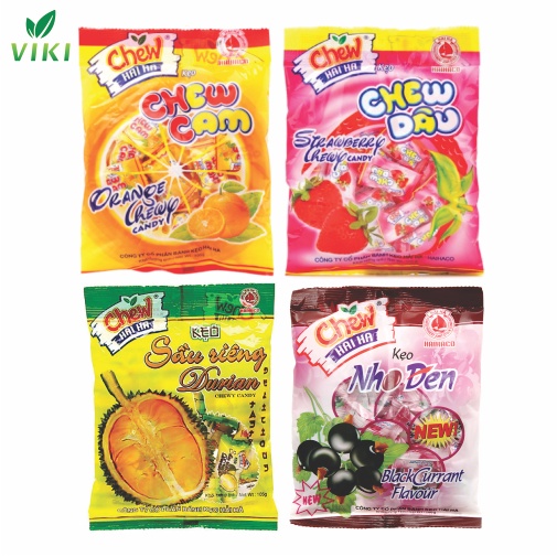 Kẹo Chew Mềm Hải Hà  Hương Nho/ Cam/ Dâu/ Sầu Riêng gói 100g