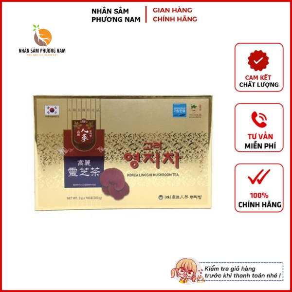 Trà Linh Chi Hàn Quốc hộp vàng 100 gói * 3g