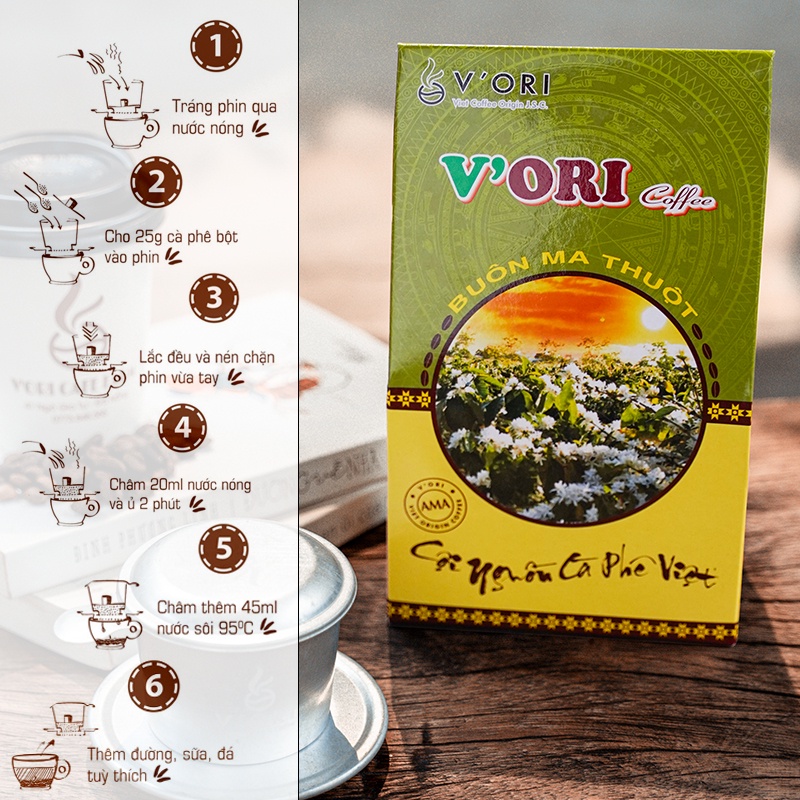 Cà phê nguyên chất Robusta V'Ori rang mộc 250gr, cafe bột pha phin ngon chuẩn gu người Việt UTZ | BigBuy360 - bigbuy360.vn