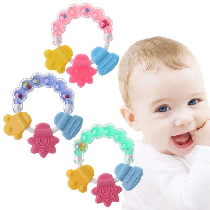 Đồ chơi lục lạc bằng silicone cho bé gặm mọc răng