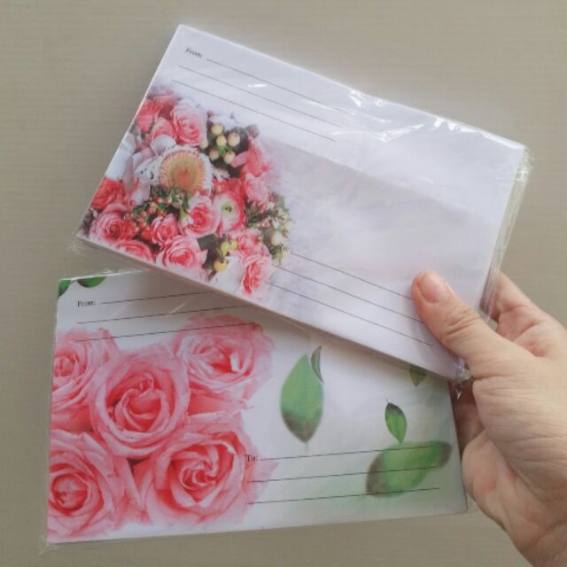Xấp 20 bao thư cao cấp in hoa 11×17cm có keo dán (giao mẫu ngẫu nhiên)