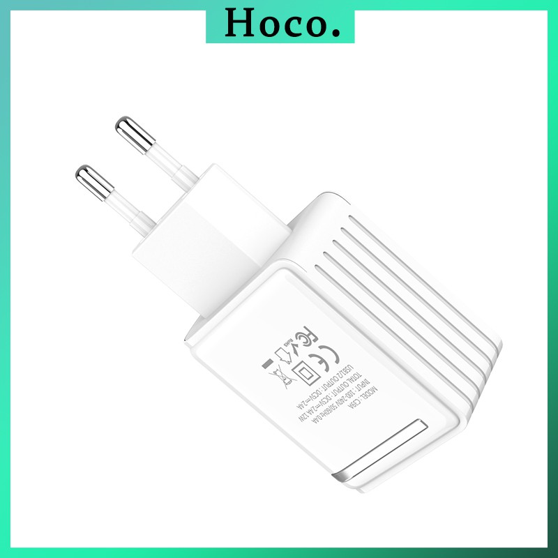 Củ Sạc Hoco C39A Cốc Sạc Nhanh 2 Cổng 2.4A EU Cục Sạc Đèn Led Báo Dòng Điện