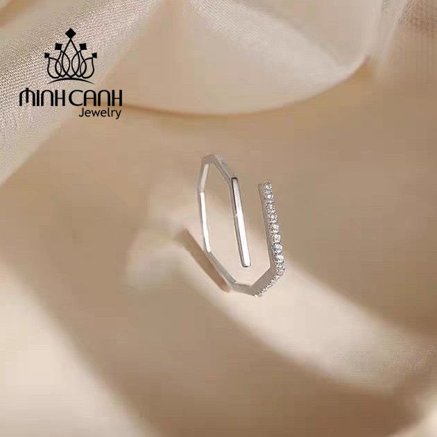 Nhẫn Bạc Nữ Cá Tính Đính Đá Dáng Hở Freesize Minh Canh Jewelry