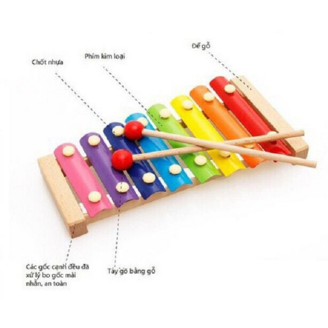 Đồ Chơi Âm Nhạc Đàn Gõ 8 Thanh Xylophone Khung Gỗ Cho Bé