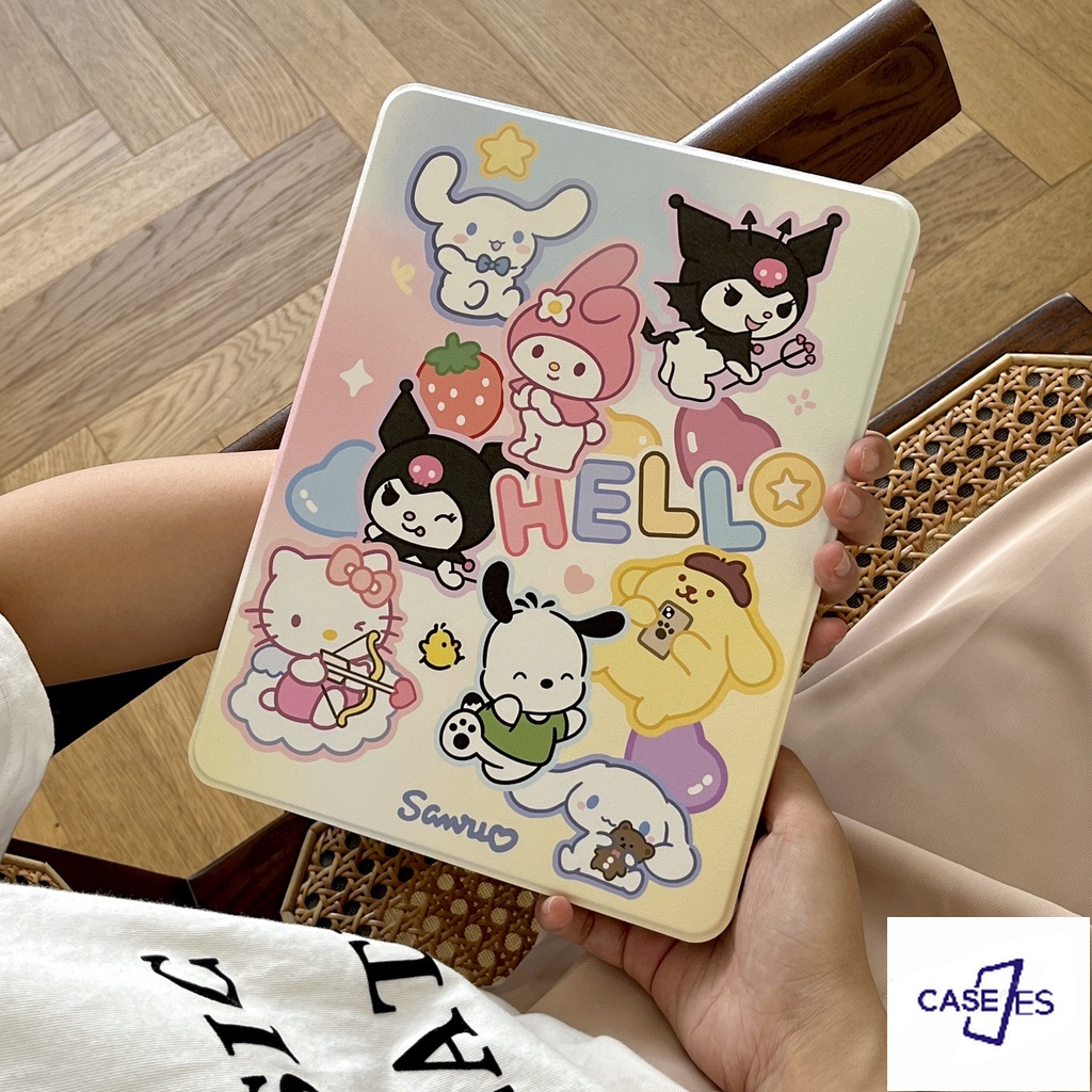 SANRIO Ốp Máy Tính Bảng Silicon Có Vòng Xoay Cho iPad 2019 10.2 air 4 10.9 9.7 Inch Pro 11 18 8th Gen 17