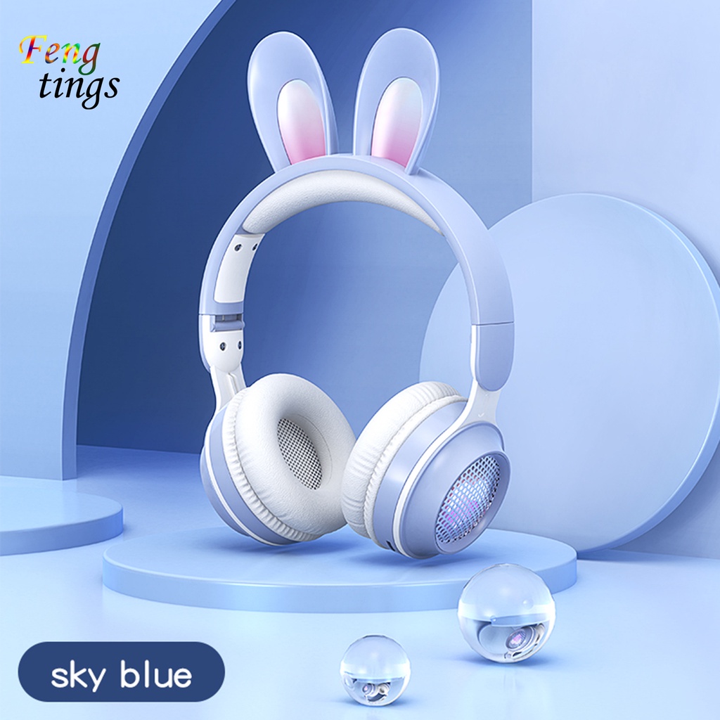 Tai nghe hình tai thỏ hoạt hình có đèn giảm tiếng ồn