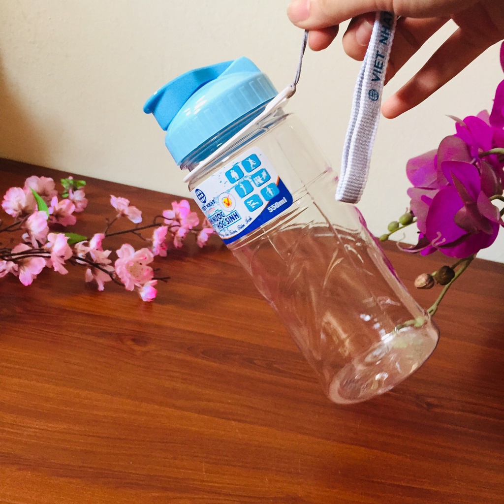 Chai đựng nước, hộp đựng nước thể thao nhựa PP cao cấp thiết kế gọn gàng giá rẻ, cao 20cm rộng 6cm, bình nước phòng gym